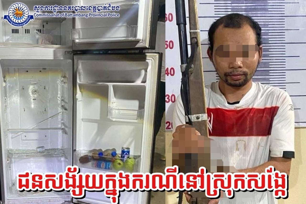 ព្រោះតែគំនុំចាស់ ប្រើកាំភ្លេីងខ្យល់កែច្នៃបាញ់ស្រ្តី២នាក់ឱ្យរបួស ត្រូវនគរបាលស្រុកសង្កែឃាត់ខ្លួន