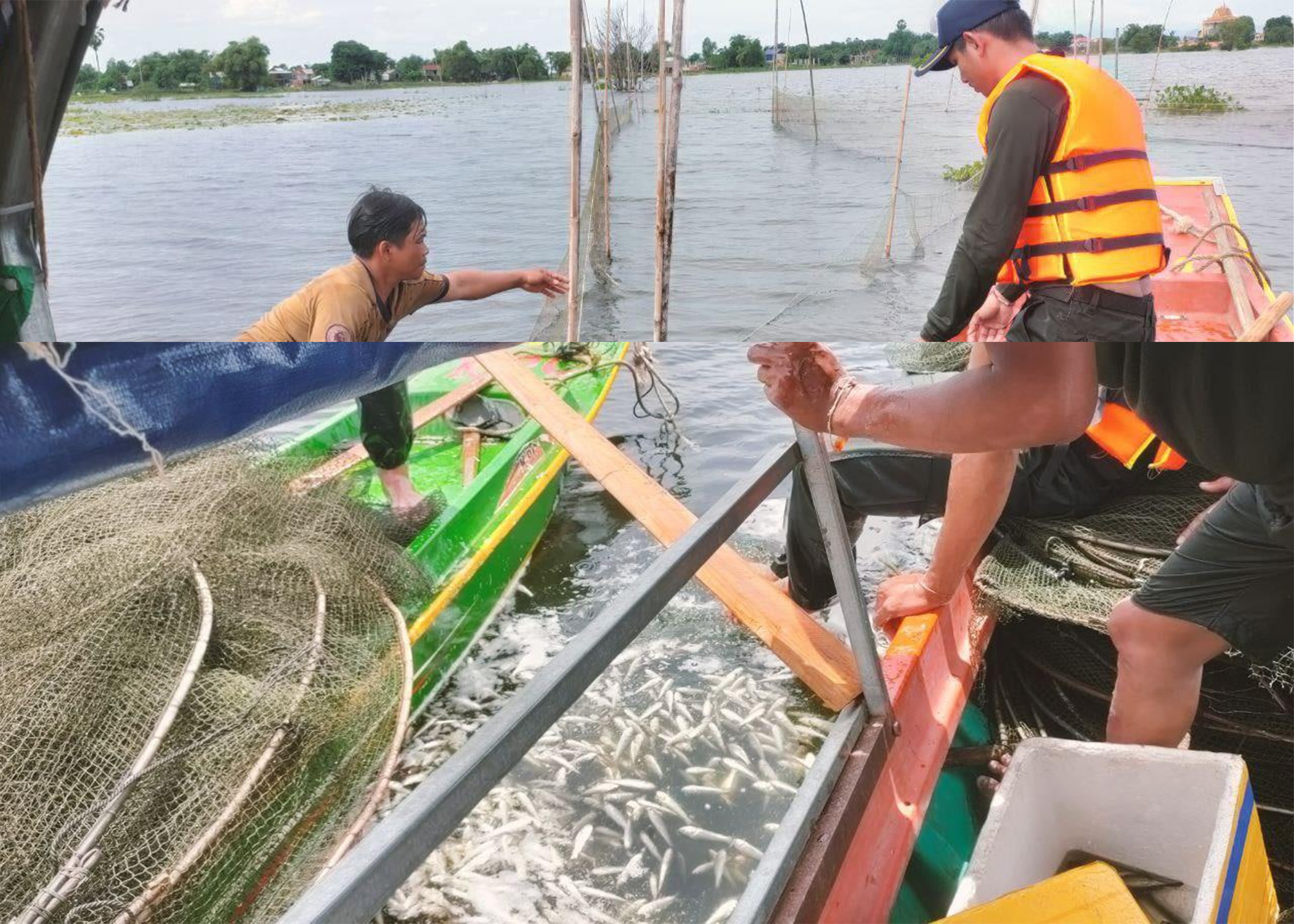 នគរបាល និងមន្ត្រីជលផល បន្តប្រតិបត្តិការចុះរុះរើ និងដុតបំផ្លាញចោលឧបករណ៍នេសាទខុសច្បាប់ស្ទើររាល់ថ្ងៃនៅខេត្តកំពង់ឆ្នាំង
