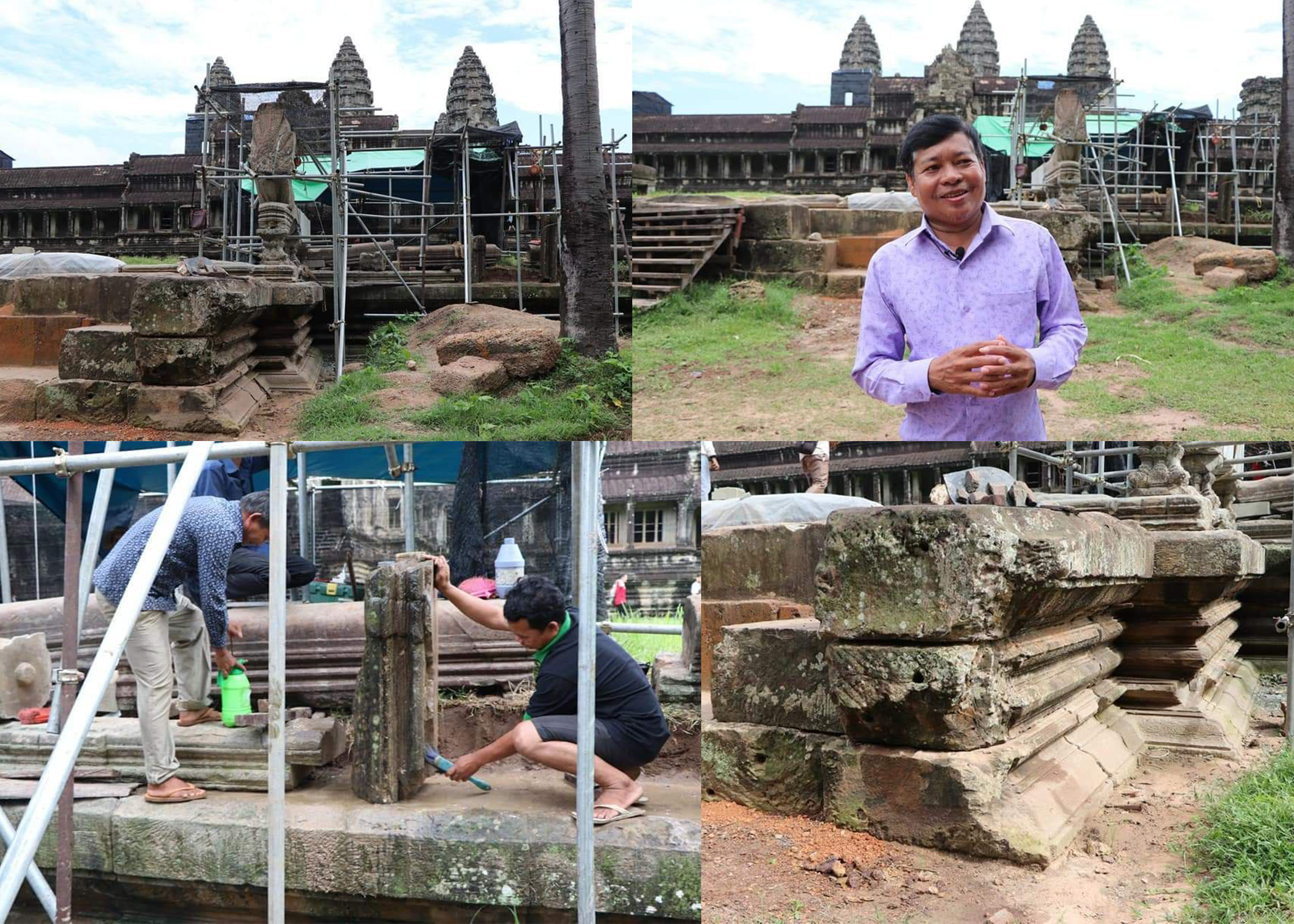 អាជ្ញាធរជាតិអប្សរា បន្តជួសជុលបង្គាន់ដៃនាគ ខឿនផ្ទាល់ដីទិសខាងត្បូងប្រាសាទអង្គរវត្ត