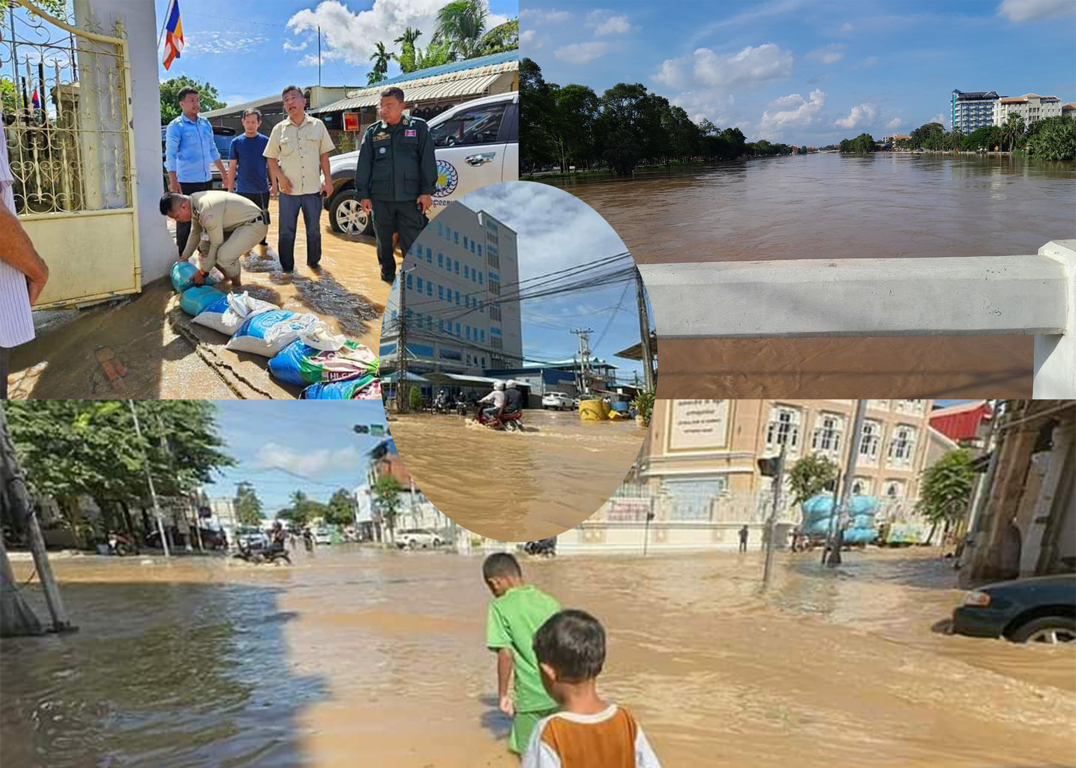 លោកឧត្តមសេនីយ៍ទោ សាត គឹមសាន ដឹកនាំកម្លាំងចុះជួយអន្តរាគន៍ជញ្ជូនដីទប់ទឹកជំនន់ដែលកំពុងលិចលង់លំនៅដ្ឋានប្រជាពលរដ្ឋក្នុងក្រុងបាត់ដំបង