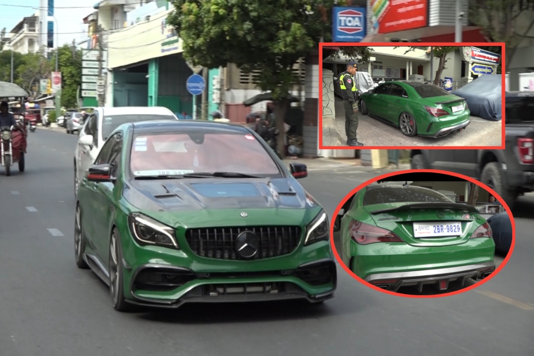 រថយន្ត Mercedes CLA 45 កែច្នៃបំពង់ស៊ីម៊ាំង ត្រូវបានកម្លាំងអាវុធហត្ថ ឃាត់ម្ចាស់មកអប់រំ និងណែនាំឲ្យដោះស៊ីម៊ាំងចេញ!