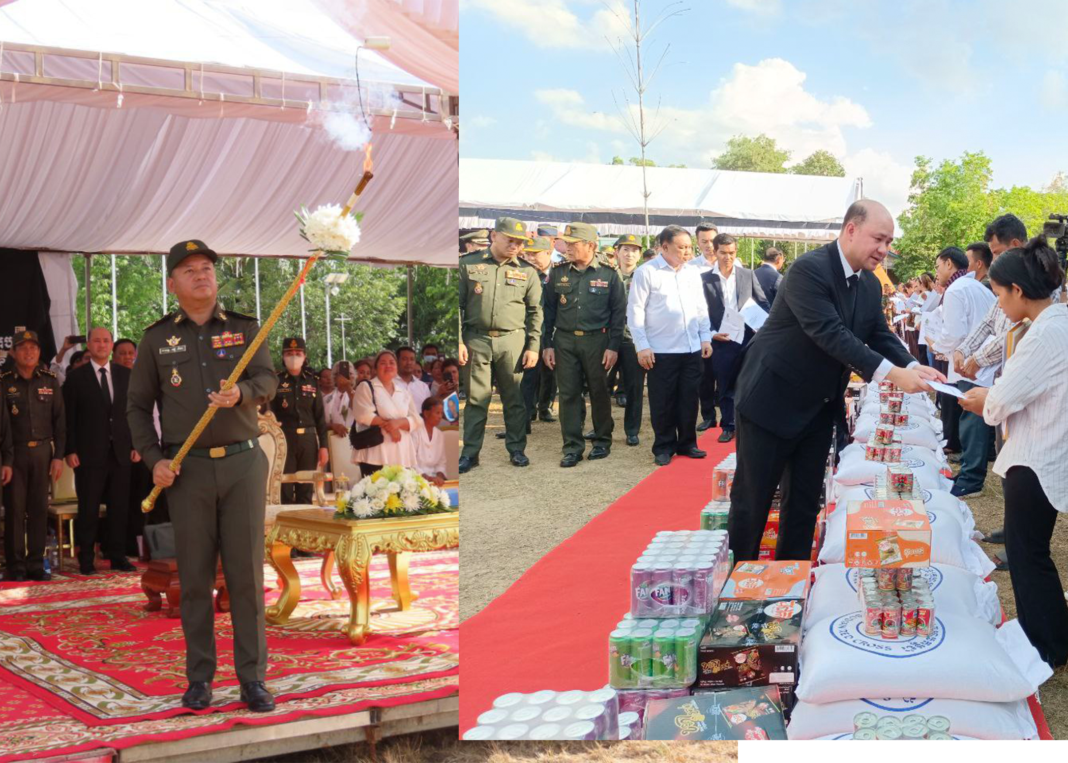 លោកឧបនាយករដ្ឋមន្ត្រី ទៀ សីហា រដ្ឋមន្ត្រីក្រសួងការពារជាតិ ដឹកនាំគណប្រតិភូគរពវិញ្ញាណក្ខន្ធយោធិន ចំនួន ២០រូប ដែលបានលពលីក្នុងឧបទ្ទវហេតុឆេះផ្ទុះឃ្លាំងគ្រាប់ និងនាំយកថវិកាសម្តេចធិបតី ប្រគល់ជូនក្រុមគ្រួសារសព
