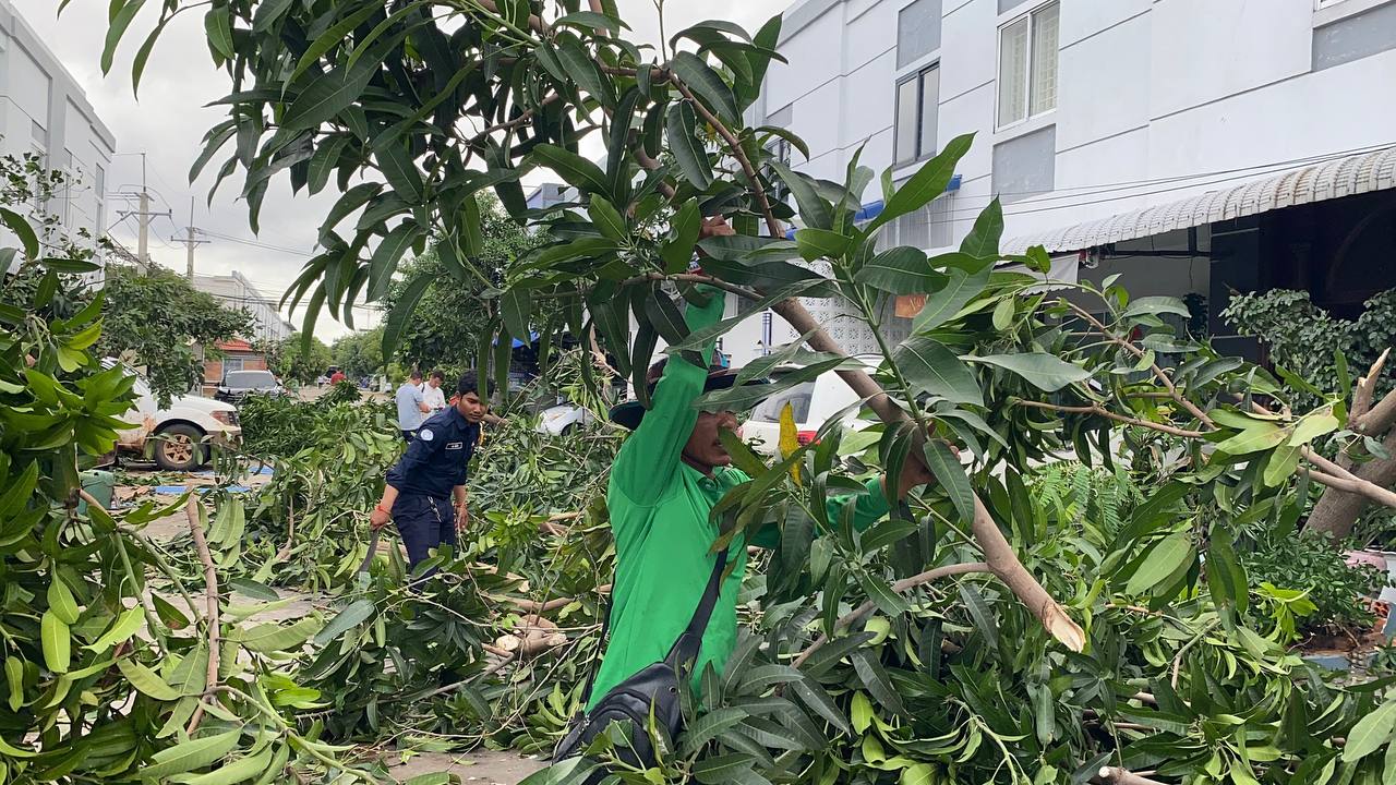 ភ្លៀងមួយមេធំលាឡំខ្យល់កន្ត្រាក់ គួច បោកបក់បណ្ដាលអោយបាក់ដើមឈើរាបដល់ដីសង្កត់រថយន្តនិងប៉ើងដំបូលផ្ទះជាច្រើនខ្នងរងរបួសម្នាក់ នៅក្នុងបុរីឈូកវ៉ា២និងឈូកវ៉ា៣