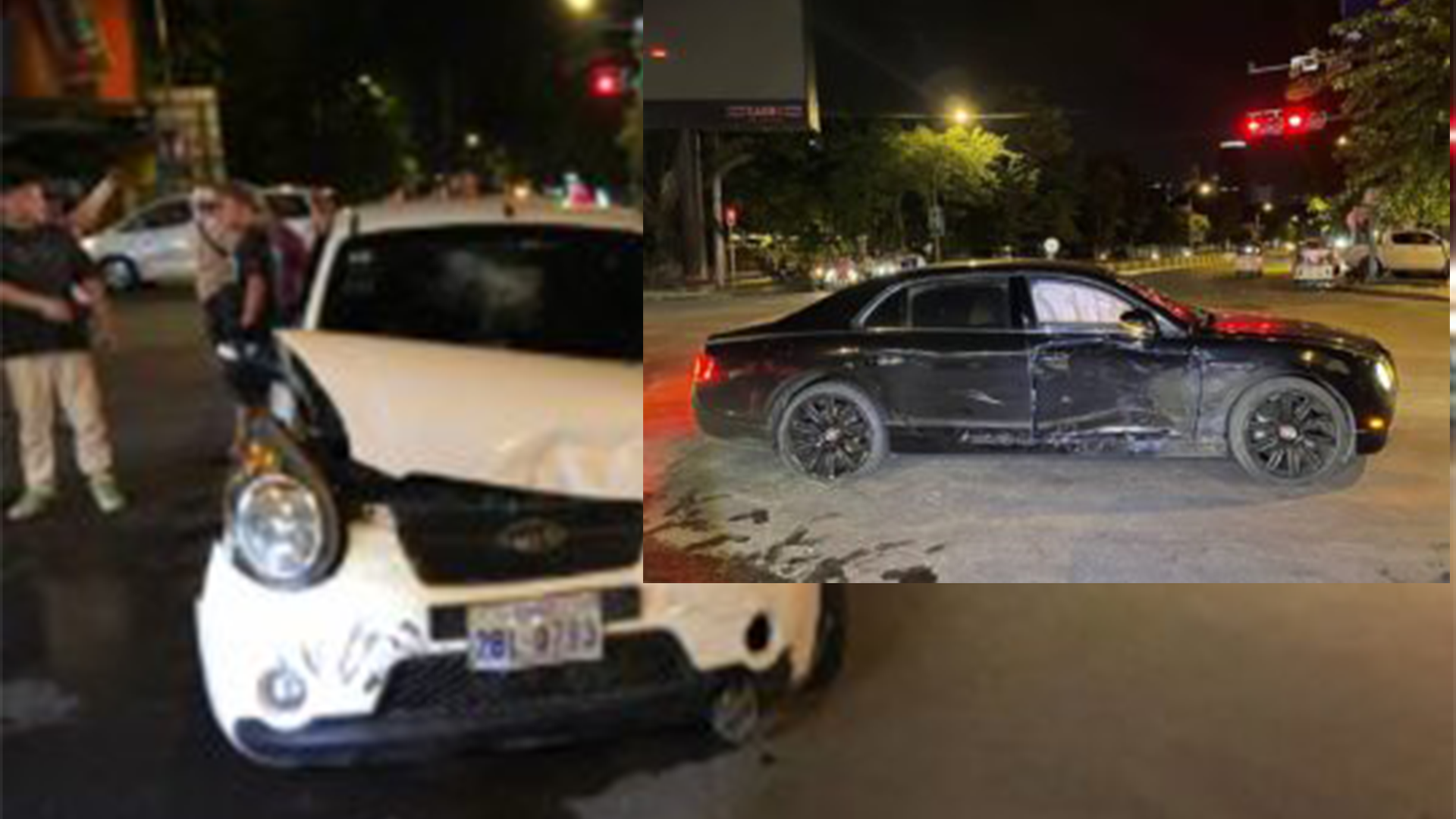 រថយន្តស៊េរីទំនេីបបេីកបំពានភ្លេីងស្តុបបុកជាមួយរថយន្តKIA រងការខូចខាតទាំងសងខាង