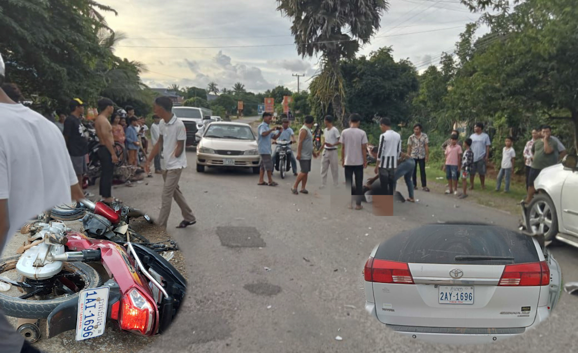 បុរសម្នាក់ត្រឡប់មកពីបុណ្យភ្ជុំធំផឹកស្រាស្រវឹងជោកជាំបើកម៉ូតូលឿនជ្រុលទៅបុករថយន្តនៅត្រង់ចំណុចផ្លូវបំបែកជា៣