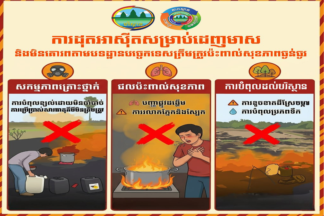 ការដុតអាស៊ីតសម្រាប់ដេញមាសនៅទីចំហ និងមិនគោរពតាមបទដ្ឋានបច្ចេកទេសត្រឹមត្រូវប៉ះពាល់សុខភាពធ្ងន់ធ្ងរ